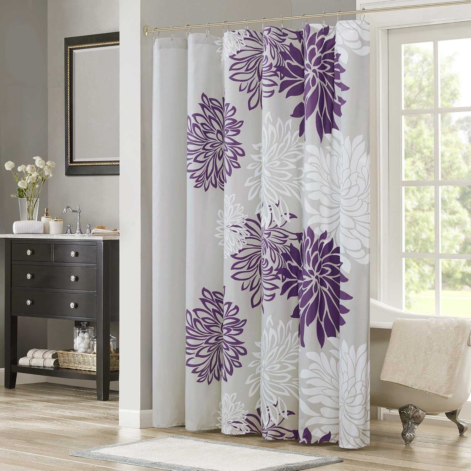 purple shower curtain Space Saving Modern Interior Design Ideas and
