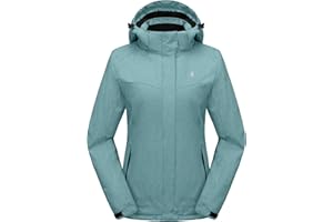 Little Donkey Andy Women's Waterproof Hiking Skiing Jacket with Removable Hood, Fleece Lined Winter Warm Rain Coat