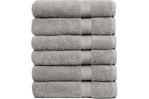 PH PLEASANT HOME Pleasant Home Bath Towels Set of 6 (24” x 50”) 100% Cotton, 515 GSM | Lightweight, Soft & Highly Absorbent Luxury Towels for Bathroom | for Gym, Pool & Spa | 6 Pack, Gray