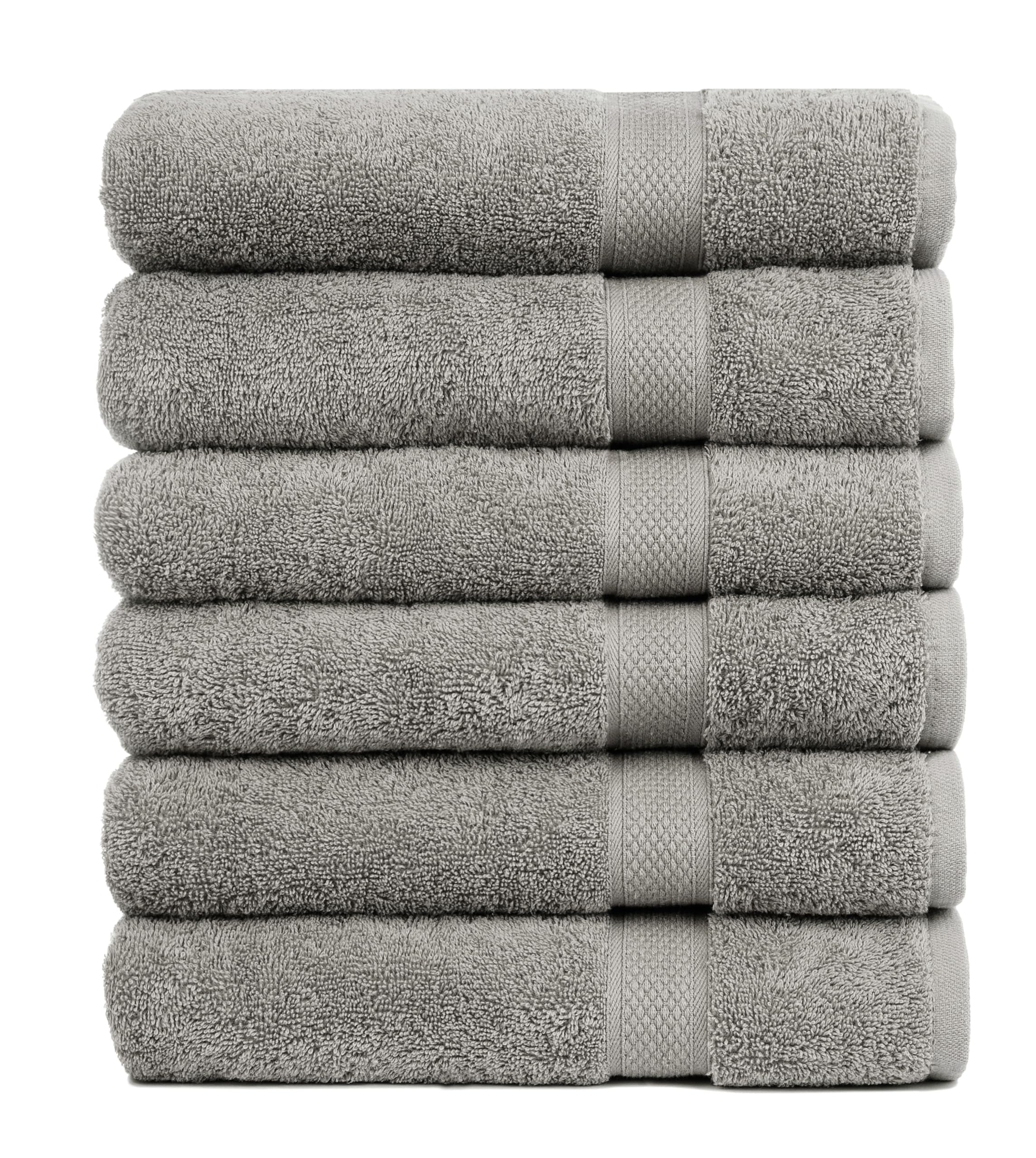 Photo 1 of Pleasant Home Bath Towels Set of 6 (24” x 50”) 100% Cotton, 515 GSM | Lightweight, Soft & Absorbent Luxury Towels for Bathroom | for Gym, Pool & Spa | 6 Pack, Gray