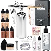 Belloccio Complete Cordless Handheld Airbrush Cosmetic Makeup System with 4 Fair Foundation Shades, Professional 18-Piece Kit, Moisturizing Primer, Blush, Bronzer, Highlighter, Concealer, User Guide