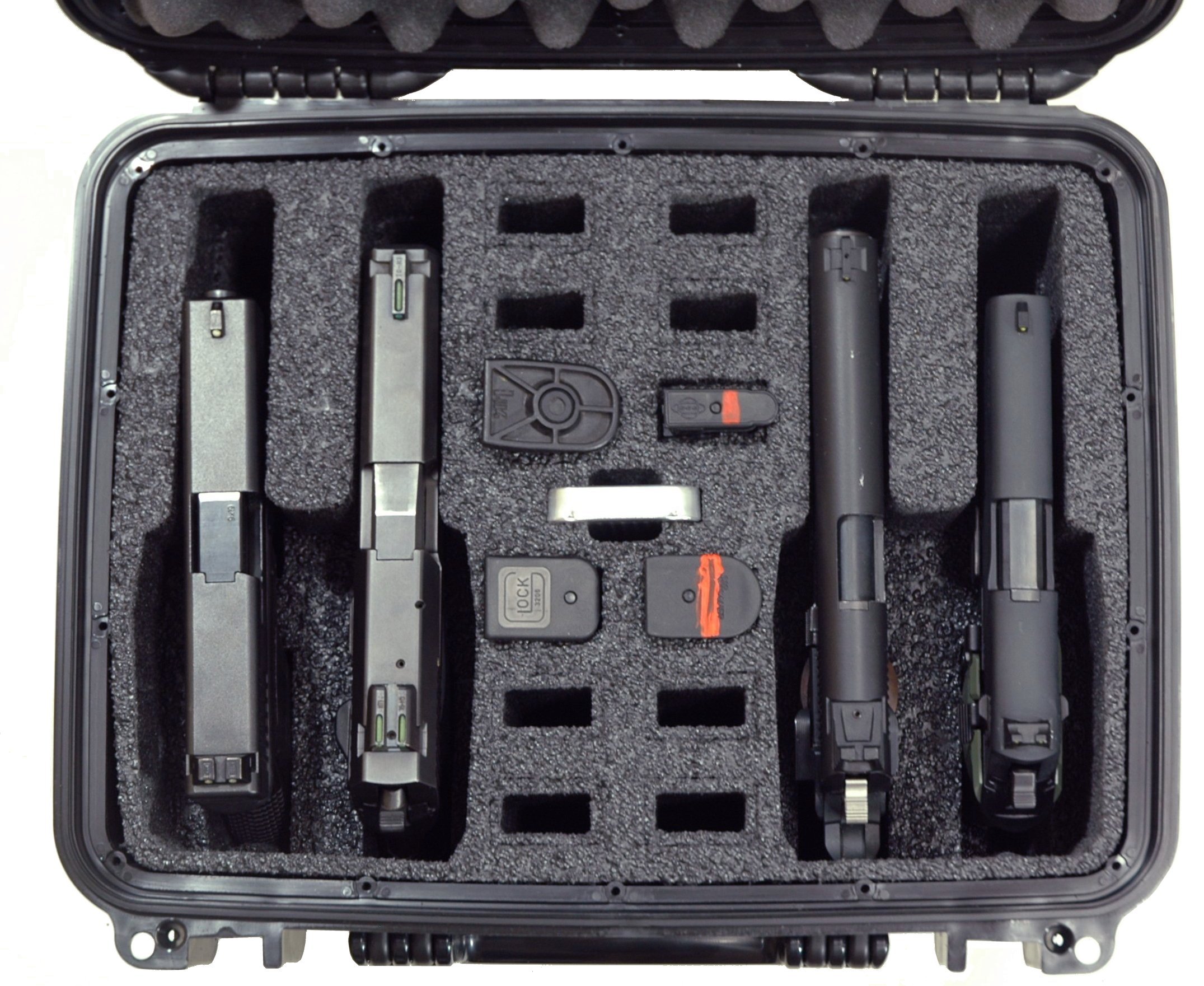 Military Grade 4 Pistol Storage Case 12 Magazine Slot Hunting Gun