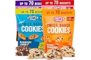 Cooper Street Twice Baked Biscotti Cookies Variety Pack - 1.25 Pounds Per Bag (4 Pack) - Gourmet Cookies Ideal With Coffee Or Tea | Peanut and Dairy Free Low Sodium Breakfast or On-The-Go Snack