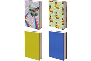 Easy Apply Stretchable Book Cover 4 Pack. 2 Solid and 2 Design Jumbo Jackets Fit Hardcover Textbooks Up to 9" x 11". Adhesive