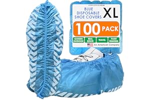 Innovative Haus Blue Indoor Disposable Shoe Covers - Disposable Non Slip Boot Covers - Indoor Reusable Booties - Treads - Water Resistant - 100 Pack, Extra Large