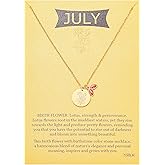TGOLM 14k Gold Plated Birth Month Flower Birthstone Pendant Necklace, Floral Charm Necklace for Women Birthday Gift