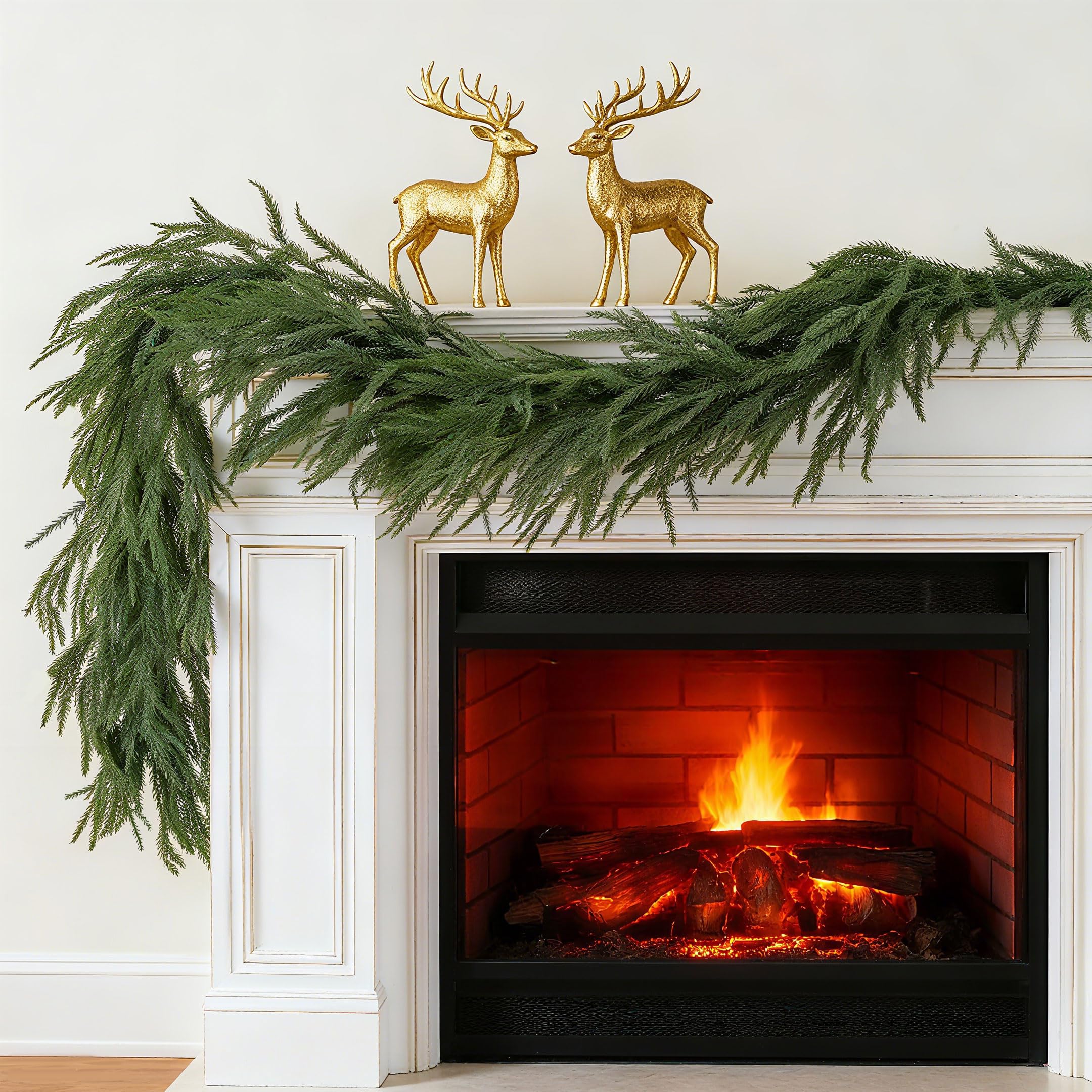 View 1 of *MISSING PARTS UNKNOWN*
9 FT Christmas Norfolk Pine Garlands, Artificial Real Touch Winter Pine Garland, Green Realistic Greenery Garland for Holiday, Window, Fireplace, Mantle, Indoor Outdoor, Christmas Decor (1 Pcs)