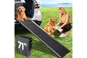 PALATALA Dog Ramp for Car, 71''x 17'' Pet Ramp for Large Dogs with Anti-Slip Surface, Extra Long Dog Ramps Up to 250LBS for Truck SUV Van Stairs, Folding Car Ramp for Dogs to Get on Bed Couch