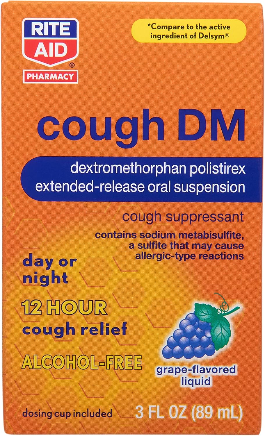 Rite Aid Cough DM Syrup with 12 Hour Relief, Grape Flavor