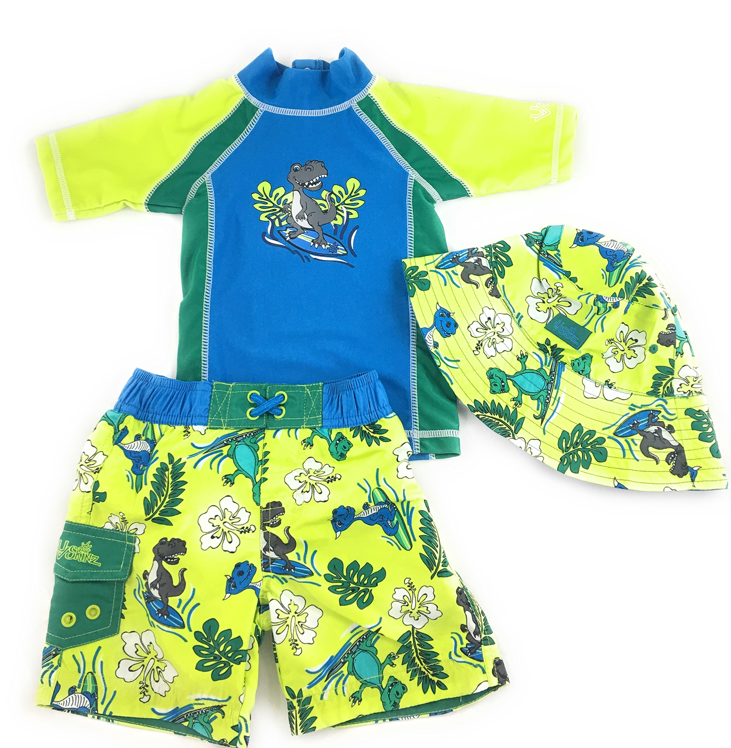 UV SKINZ Boys' 3Piece Swim Set, UPF 50+ Sun Protection (Royal Surf A