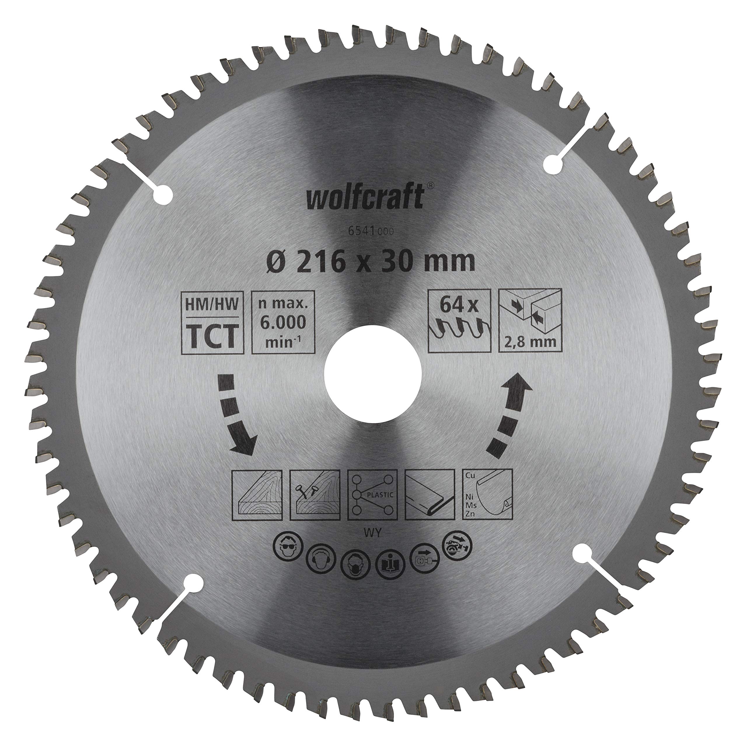 wolfcraft TC Cross and Mitre Cut Saw Blade, purple series I 6541000 I Fine, clean cuts