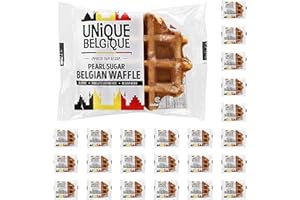UNIQUE BELGIQUE Authentic Imported Pearl Sugar Belgian Waffles (Traditional, [24x] 55g Waffles)