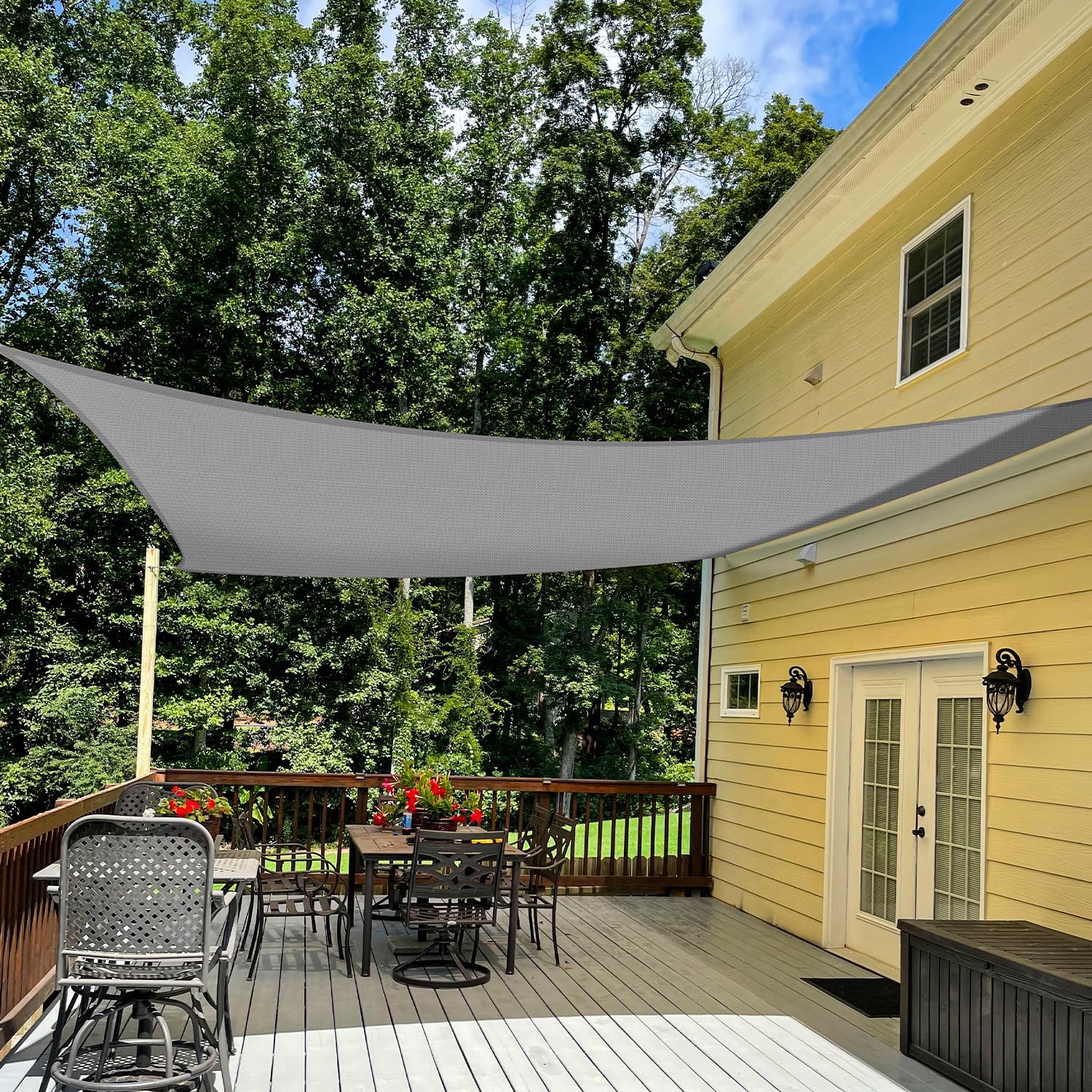 TANG 10' x 12' Sun Shade Sail Rectangle Outdoor Canopy UV Block Sunshades for Patio, Square Shade Cloth for Backyard Porch Deck Garden Pergola Cover, Gray
