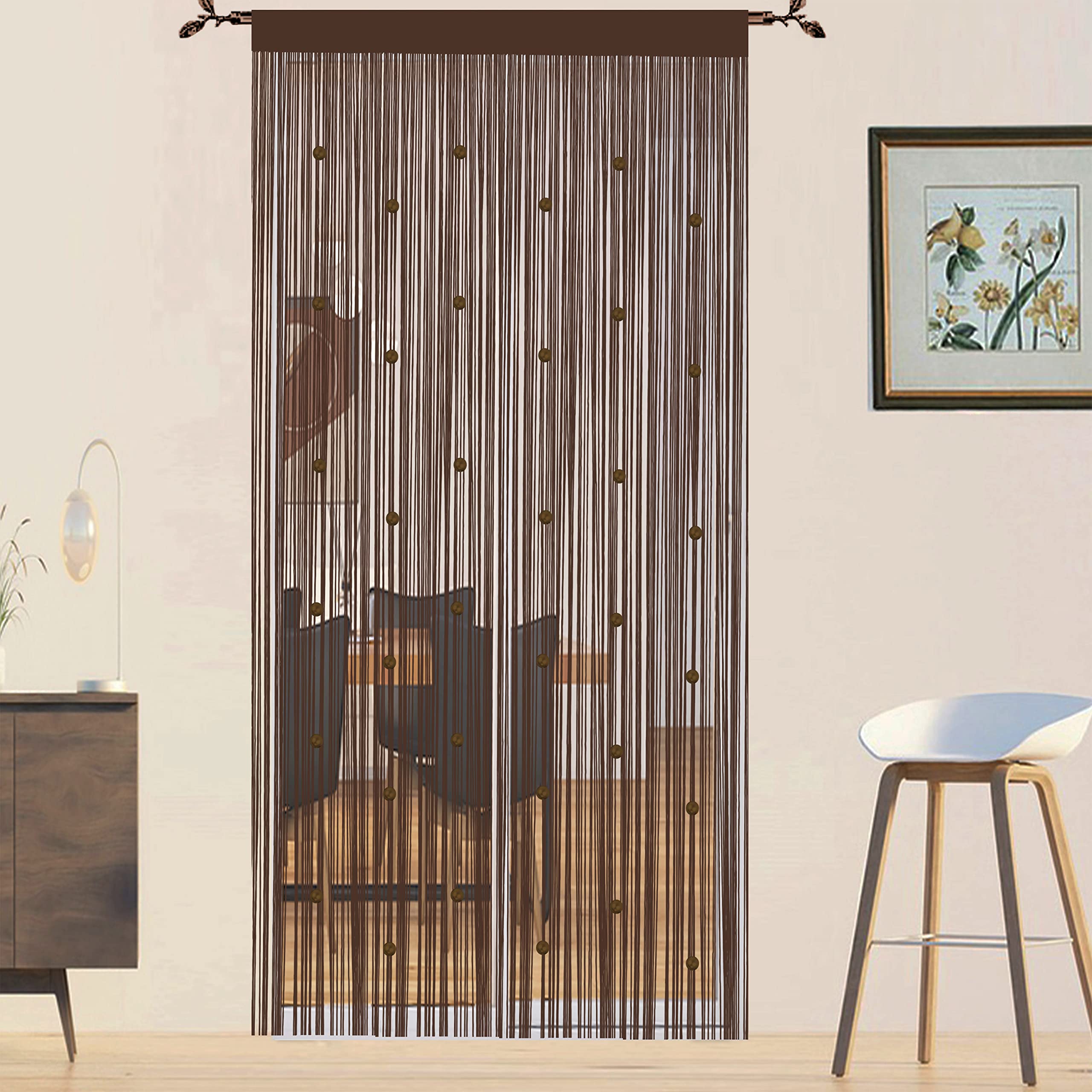QiBoYuYe Beaded Door Curtain Fly Screen for Doors Window String Curtains Room Dividers Doorways Panel Living Bedroom Closet Drapes (coffee, 90x200cm)