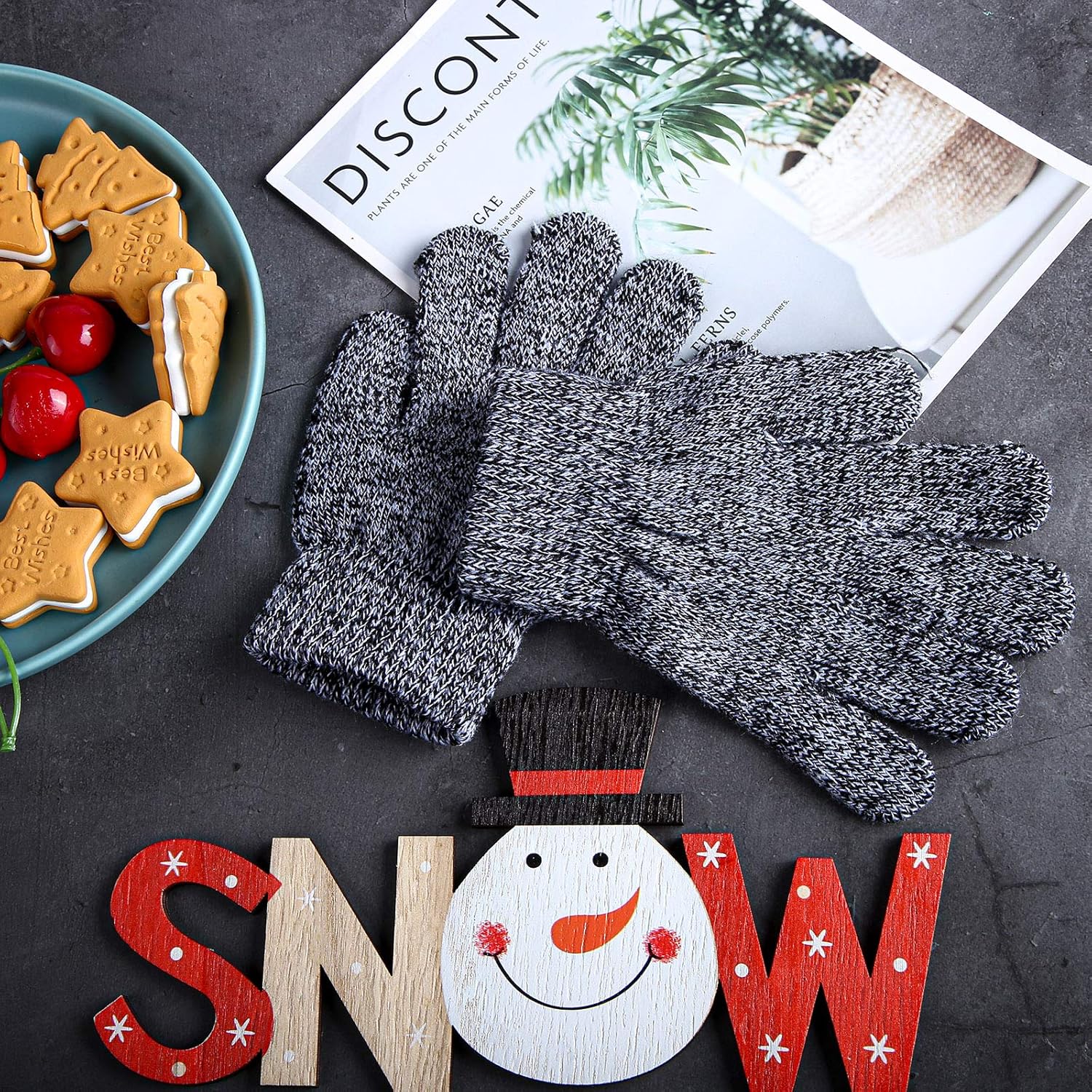 Cooraby 12 Pairs Kids Winter Gloves Mixed Knitted Warm Full Fingers Gloves for Boys or Girls: Clothing