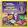 Blue Marble National Geographic Creepy Creatures Rock Painting Kit - Halloween Arts & Crafts Kit for Kids, Decorate 10 River Rocks with 10 Paint Colors & More Spooky Art Supplies, Halloween Kids Toys