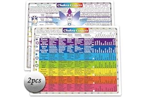DEYIMMEI 2pcs chakra chart cards wheel wall hanging decor art print for beginners small artwork and self care journal (8x11 in) Double-sided printing…