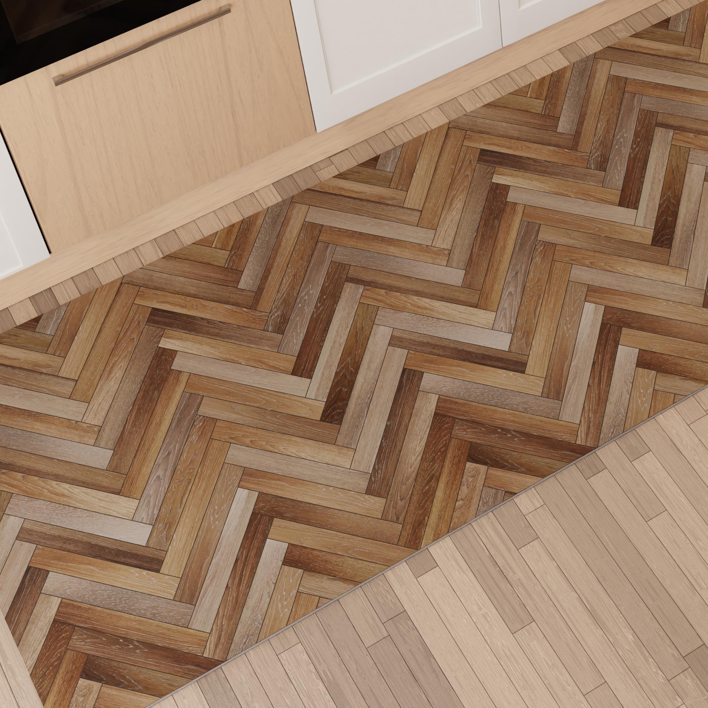 PETTI Artigiani Italiani - Kitchen Rug, Non Slip Washable Kitchen Rug, Kitchen Runner Rug, Kitchen Runner Rug, 52 x 240 cm, Parquet Design 01, 100% Made in Italy