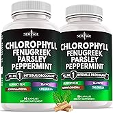 NEW AGE Chlorophyll Fenugreek Capsules - Supplement Internal Deodorant Peppermint- Fenugreek 20:1, Sea Moss, Parsley, Chlorella, Spirulina, Slippery Elm, Ashwagandha, All in 1 Greens- 120 Count