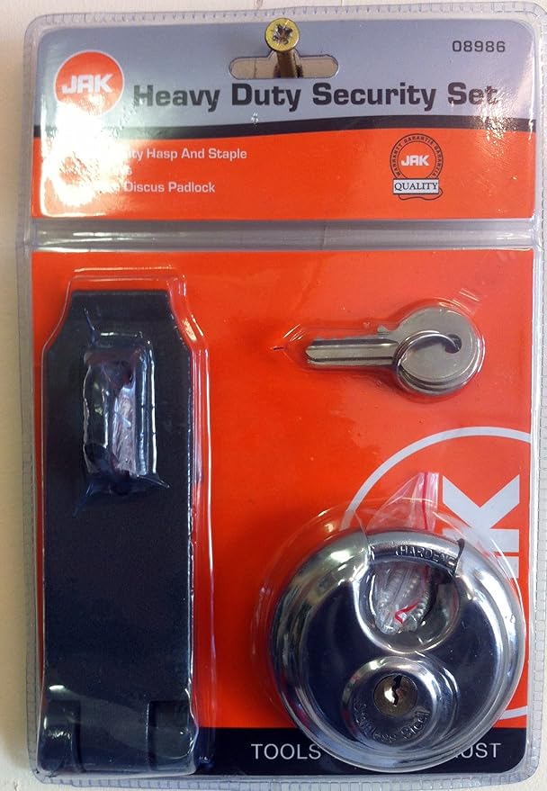 PADLOCK, HASP AND STAPLE SECURITY SET. KEY LOCK. HEAVY DUTY. WITH
