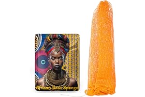 AFRIKI African Net Sponge, Authentic African Exfoliating Sponge, Black Owned, Back Scrubber, 45inch Long, for Normal to Sensitive Skin, for Daily use, Sky Collection (Yellow)