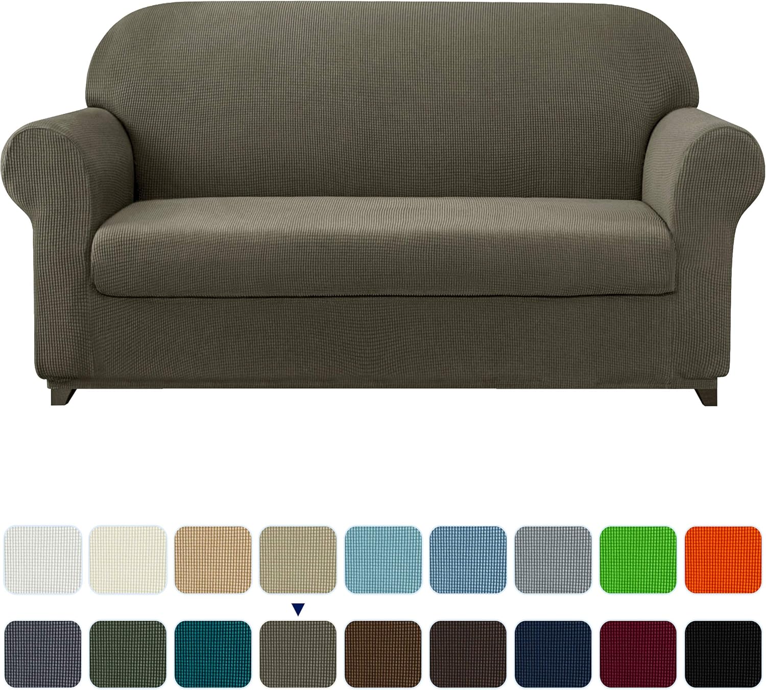 subrtex Sofa Cover 2 Piece Stretch Couch Slipcovers Furniture Protector for Armchair Loveseat Washable Soft Jacquard Fabric Anti Slip, Small, Gray: Home & Kitchen