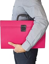 Rapesco 1554 19-Part Expanding Box File A4+ Pink with Handle view 5