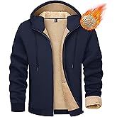 MAGCOMSEN Men's Fleece Hoodie Sherpa Jacket Full Zip Warm Fuzzy Windproof Winter Coats Hooded Outwear