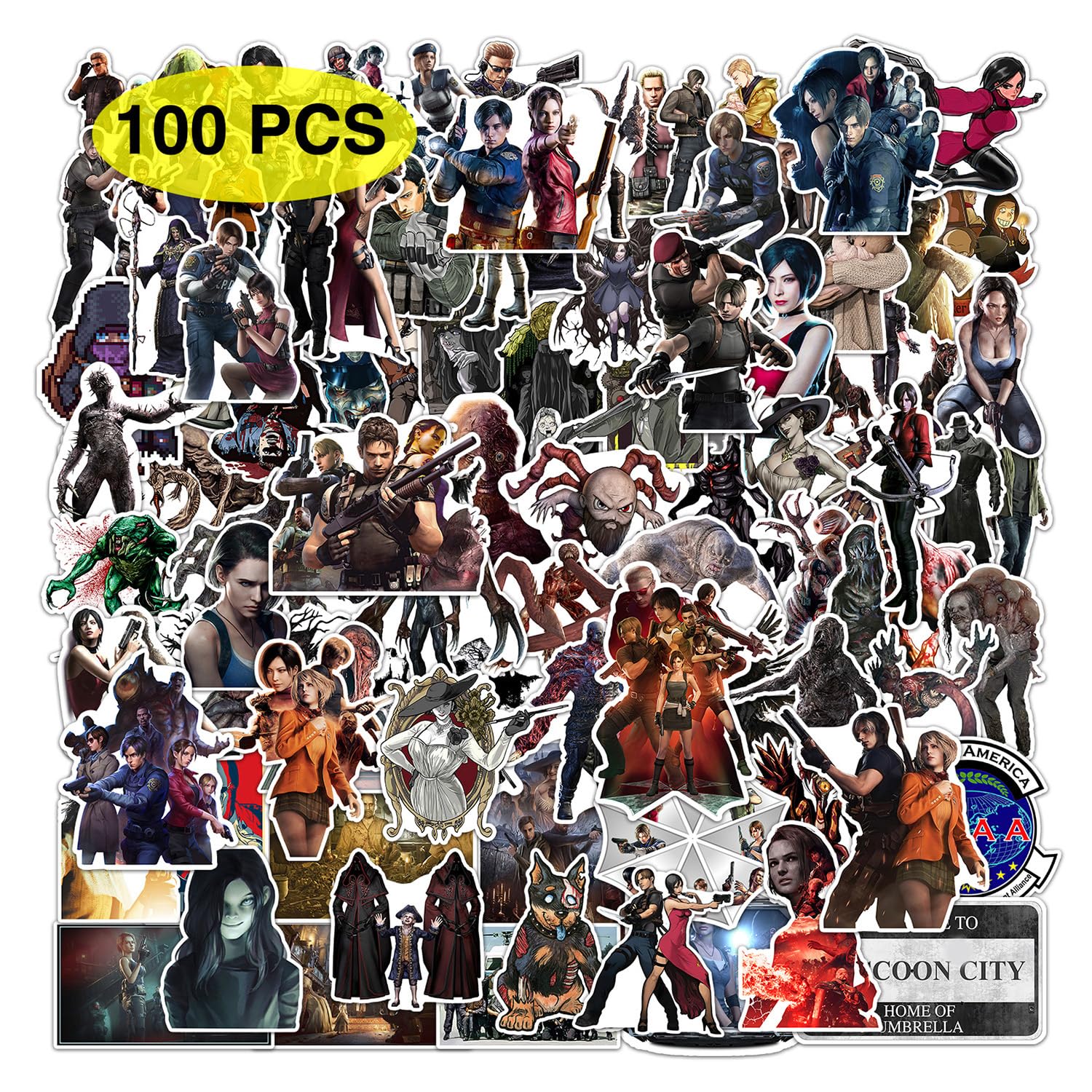 GTOTd Horror Shooting Game Stickers (100Pcs) Viny Waterproof Video Game Stickers for Teens DIY Decal Party Supplies for Water Bottle Luggage Guitar Skateboard