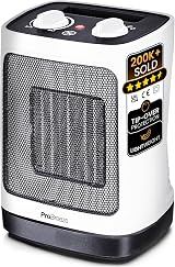 Pro Breeze 2000W Mini Ceramic Heater 2 Heat Settings Oscillation 60° White
