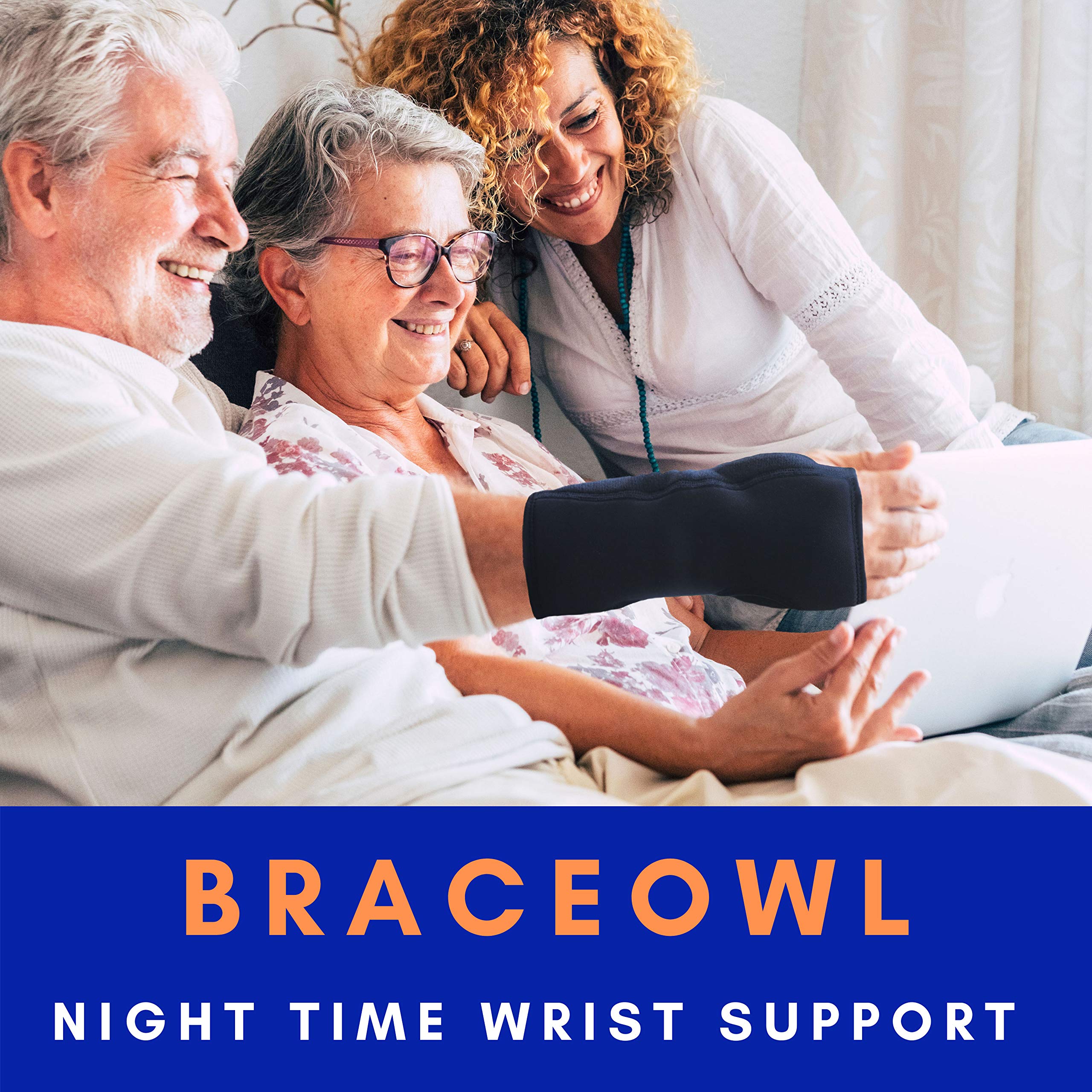 BRACEOWL-Carpal Tunnel Wrist Brace Adjustable Night Splint for Pain Relief, Tendonitis & Arthritis – Fits Left or Right Hand, Support for Men & Women
