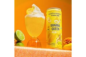 NEW! wildwonder Sparkling Probiotic Drink 12pk, For Gut Health & Immune Support, Banana Cream, 5g Prebiotic Fiber, Live Probiotics, Organic, Vegan, Low Sugar, 12 Pack, 12oz Can, Seen on Shark Tank