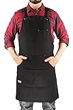 Hudson Durable Goods - Heavy Duty Waxed Canvas Work Apron (Black), Adjustable up to XXL for Men & Women