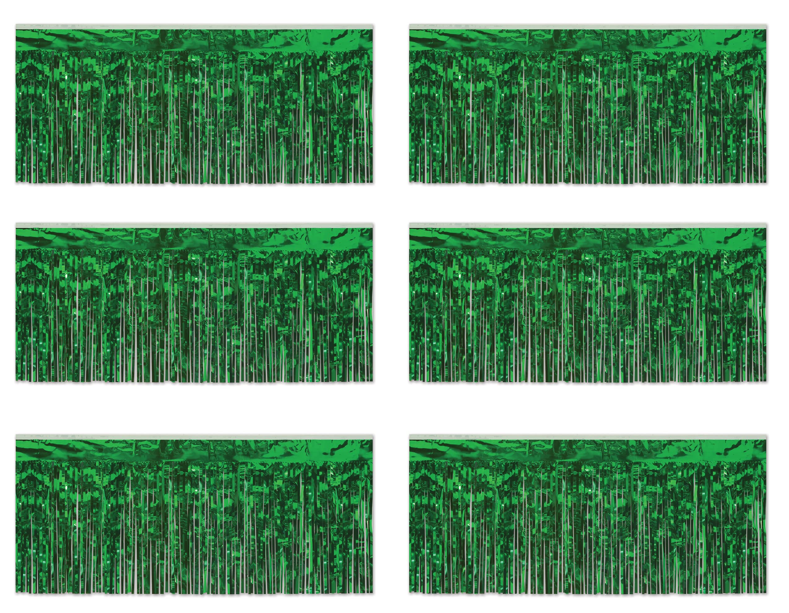 Beistle 6 Pack 1-Ply Green Metallic Fringe Drape 15 Inches by 10 Feet — image 1