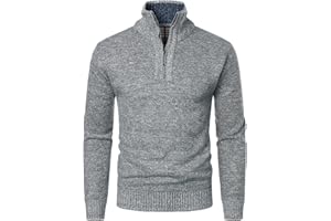 Men's High Neck Zipper Pullover Thickened Velvet Knit Fabric, Solid Color