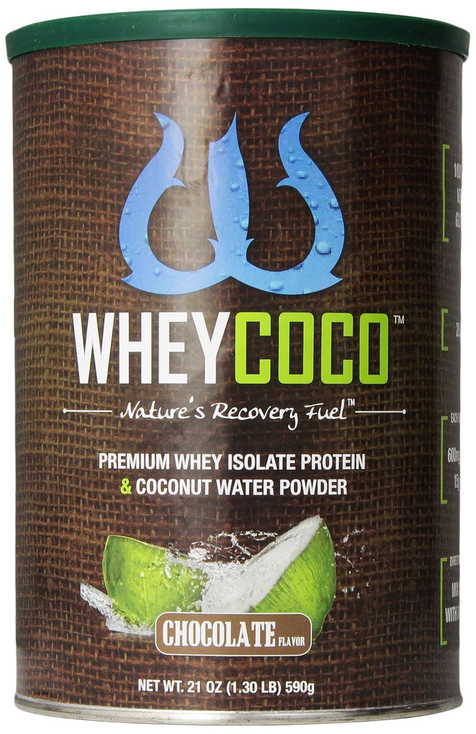 Wheycoco Whey Protein with Coconut Water Powder, Chocolate