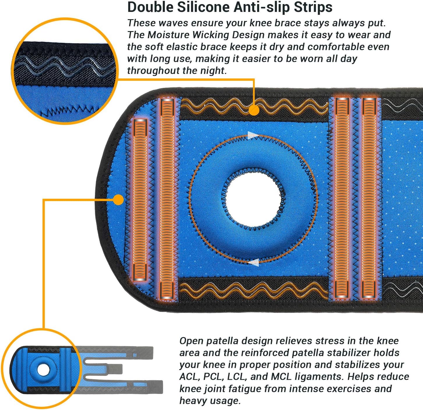 Knee Support with Open-Patella Design for Joint Pain Sports, Injury Rehabilitation - Image 5