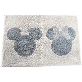Jay Franco Disney Mickey Mouse & Minnie Mouse Bath Rug 20 x 30 Inches Soft, Non-Slip, Machine Washable Grey Bathroom Mat