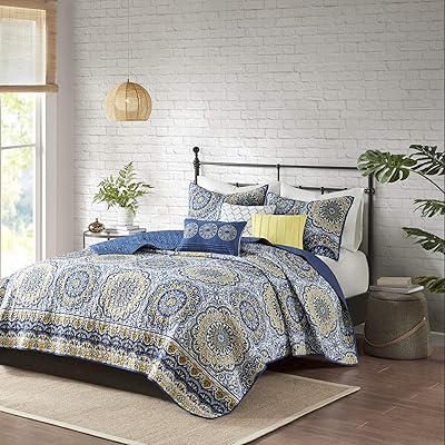 Madison Park Tangiers Coverlet&amp;Bedspread, Full/Queen, Blue