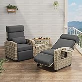 JoanKaren Reclining Patio Chair with Independent Backrest and Footrest Control, 150 Degree Adjustable Recliner, All-Weather W