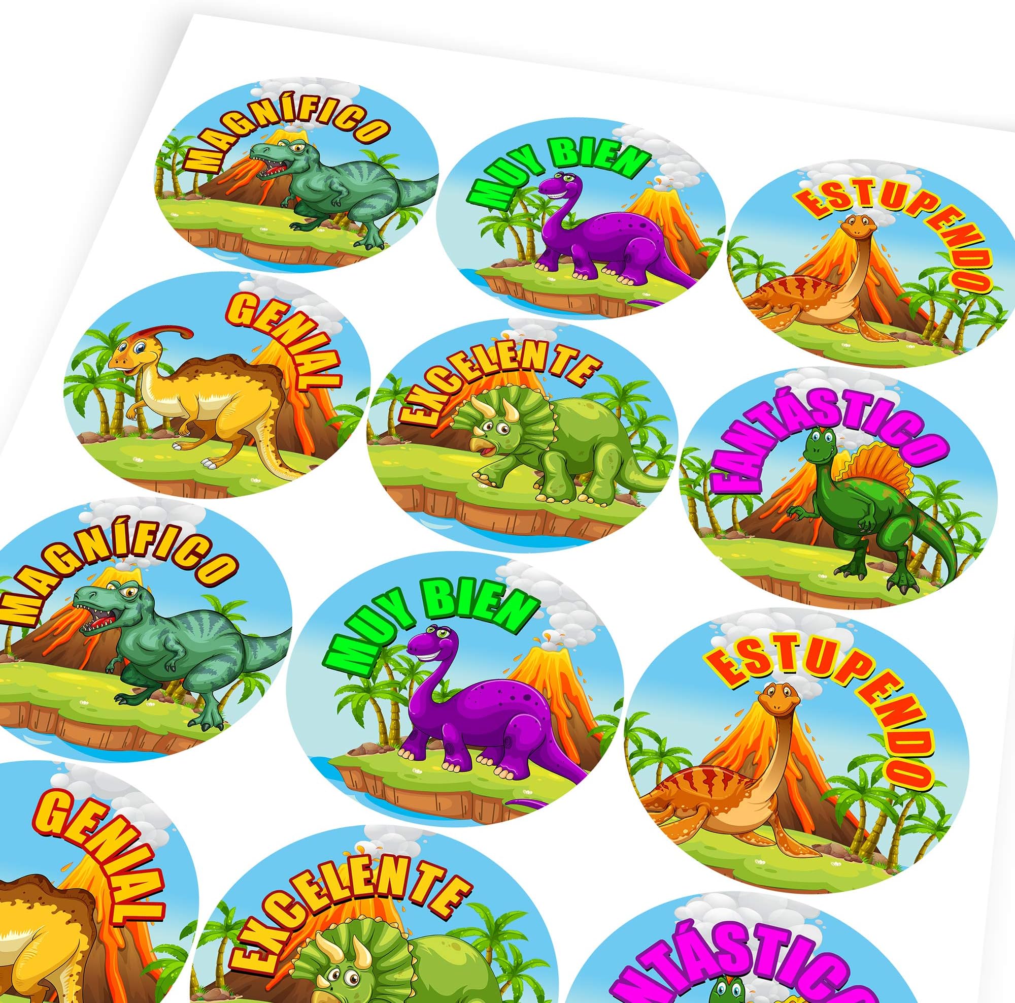 Chunky Hamster Dinosaurs Motivational Praise Spanish Lessons, Reward Sticker Labels, (12 Stickers @ 6.5cm), Children, Parents, Teachers