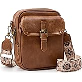Small Messenger Bag Vegan Leather Crossbody Bag for Women Men, Vintage Cross Body Shoulder Purse with Card Slots
