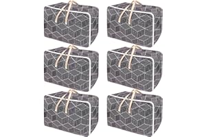 Dntorx 6 Pack Large Storage Bag, 28GAL Moving Bags with Zips Large Duvet Storage Bag Clothes Storage Bags Underbed Storage Box for Clothes, Pillows, Bedding, Blankets, Christmas Storage Containers