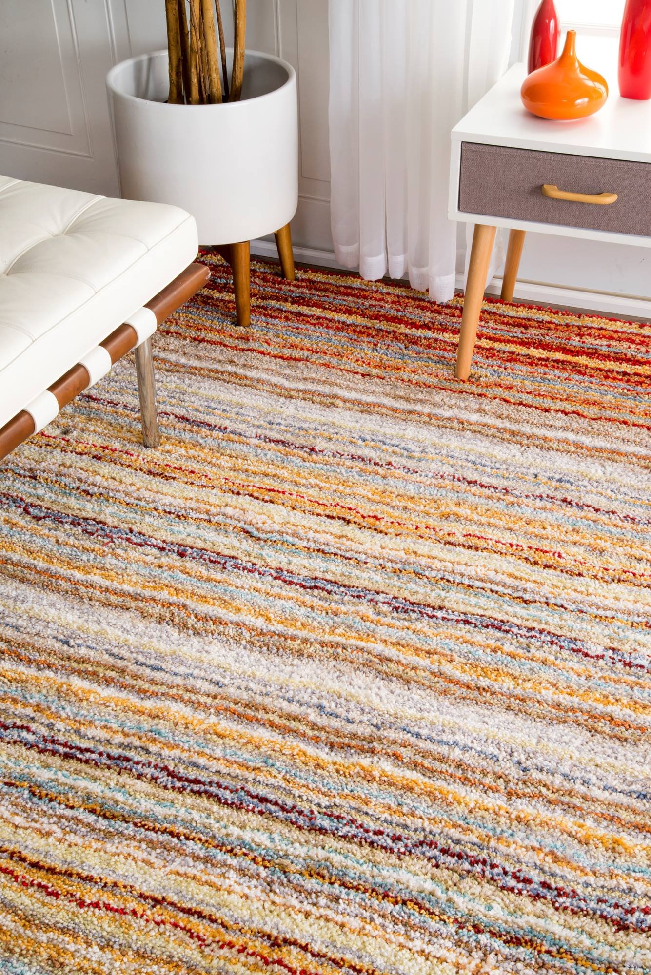 nuLOOM Hand Tufted Classie Shag Area Rug Red Multi, 6 x 9 feet