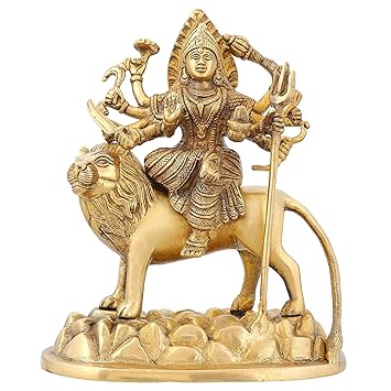 ShalinIndia Hindu Idol Durga Devi Puja Accessories for Home Mandir Temple Brass 7.5 inch,1.7 Kg