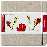 Handbook Watercolor Journal, 8.25 x 8.25 Square, 200 GSM Cold Press Paper, Natural Linen Cover, 60 Pages Art Sketchbook