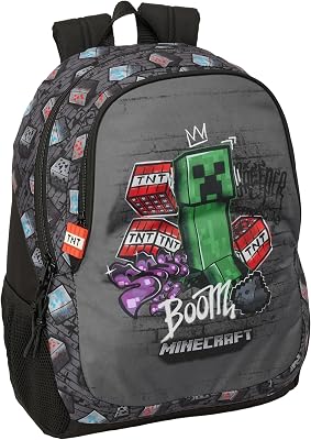 MINECRAFT GRAFFITI - Mochila Escolar Infantil, Ideal para Niños de Diferentes Edades, Cómoda y Versátil, Calidad y Resistencia, 32x16x44 cm