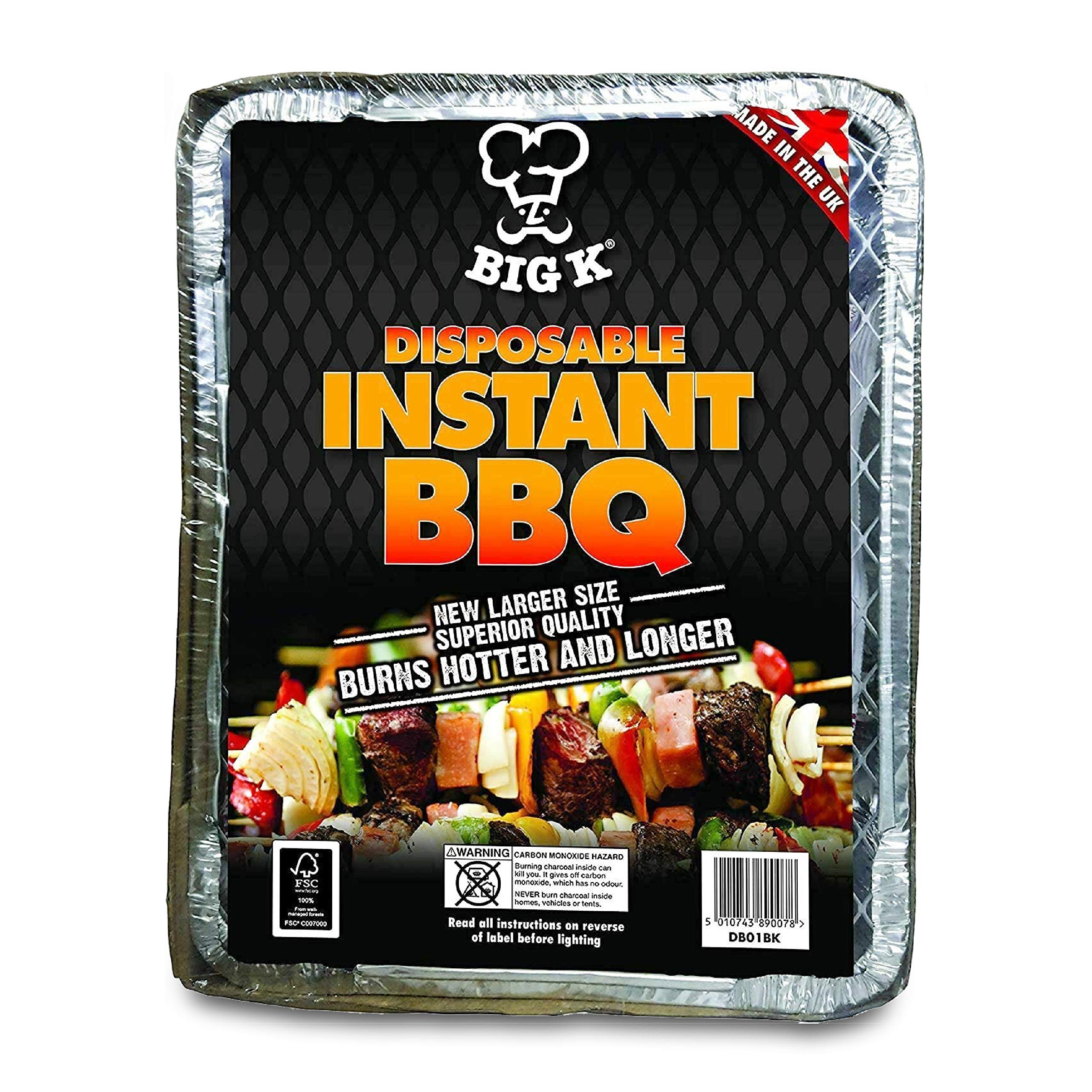 Frenterprises Big K Disposable Instant BBQ Barbecue | Ideal For Garden, Home, Caravan, Camping, Picnics, Etc. | New Large Sized Instant Barbecue | FSC Certified | Ready To Use |