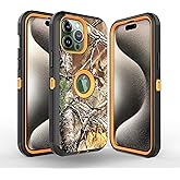 Fastsun 16 Pro Max Camo Design Defender Case, Protective Defender Shockproof Hybrid Case Dual Layer Design Hard Cover Compatible with iPhone 16 Pro Max (Camo Orange)