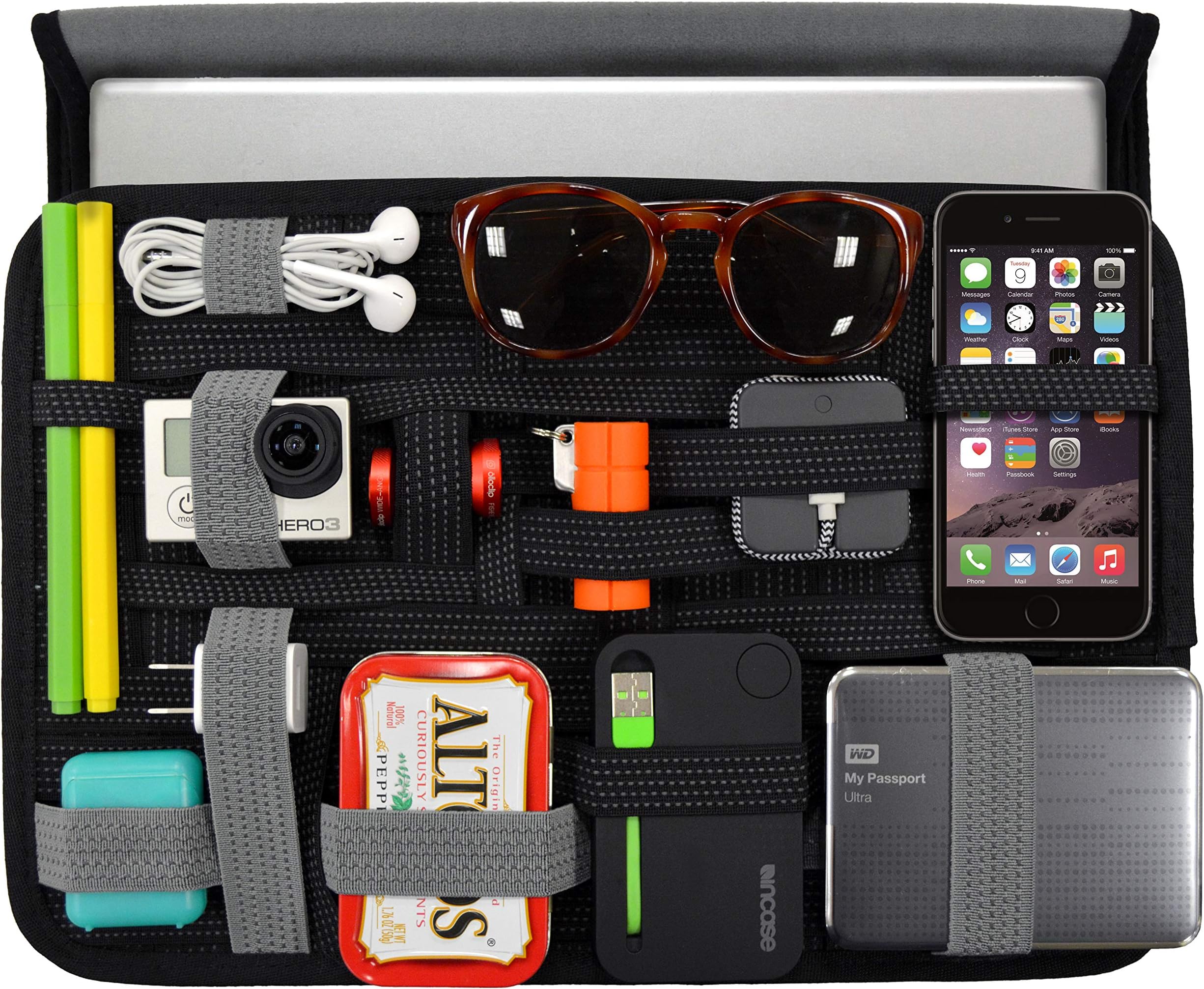 CocoonGRID-IT WRAP - Prganizer for Macbook Air 11" | Laptop Case in Neoprene | Organizing System | Portable - Black / 35 x 2 x 24,5 cm